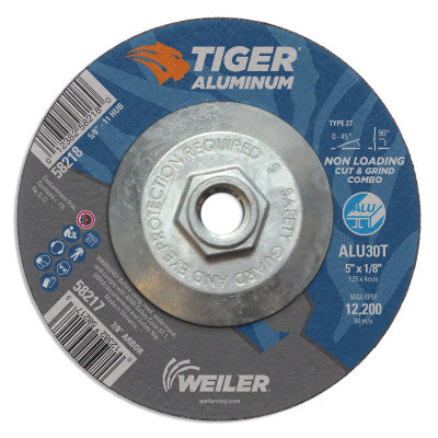 Aluminum Combo Wheels, 5 in Dia., 5/8 in Arbor, Type 27, 30 Grit, Alum. Oxide