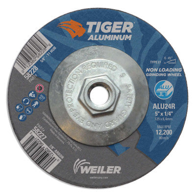 Aluminum Combo Wheels, 5 in Dia., 5/8 in Arbor, Type 27, 24 Grit, Alum. Oxide