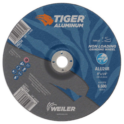 Aluminum Combo Wheels, 9 in Dia., 7/8 in Arbor, Type 27, 24 Grit, Alum. Oxide