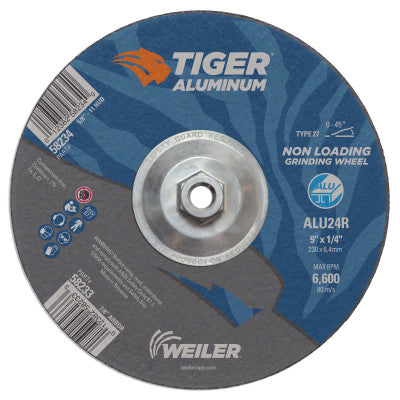 Aluminum Combo Wheels, 9 in Dia., 5/8 in Arbor, Type 27, 24 Grit, Alum. Oxide