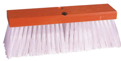 Street Brooms, 14 in Hardwood Block, 4 in Trim, White Polypropylene Fill