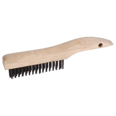 Shoe Handle Scratch Brushes, 11 in, 4 X 16 Rows, Steel Wire, Wood Handle