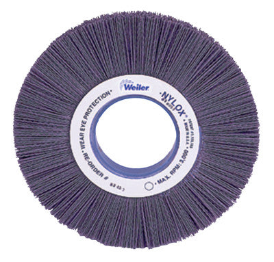 Nylox Crimped-Filament Wheel Brush, 6 in D x 1 in W, 3,600 rpm