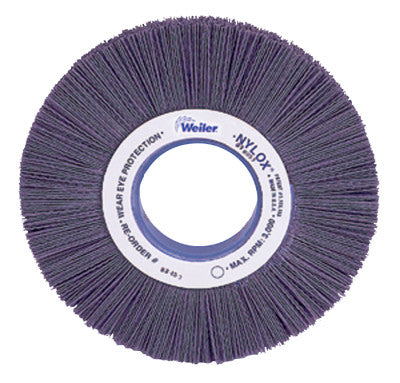 Nylox Crimped-Filament Wheel Brush, 8 in D x 1 in W, 3,600 rpm