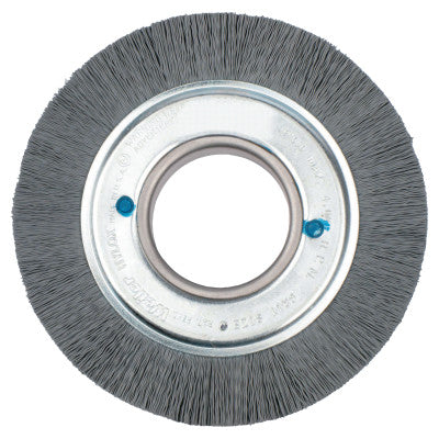 Nylox Crimped-Filament Wheel Brush, 6in Dia. x 1in W, 0.040 Bristle, 3,600 rpm