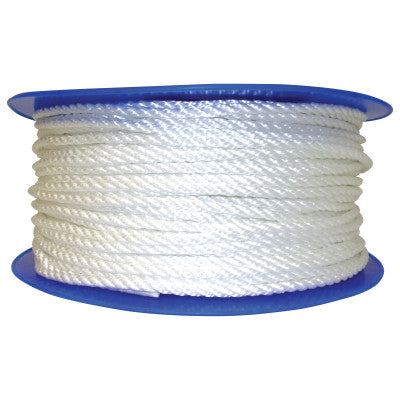 Twisted Nylon Ropes, 1/4 in x 600 ft, Nylon, White