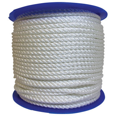 Twisted Nylon Ropes, 3/8 in x 600 ft, Nylon, White