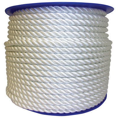 Twisted Nylon Ropes, 9,529 lb Cap., 600 ft, Nylon, White