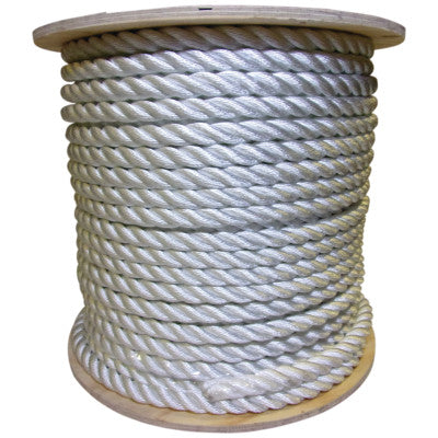 Twisted Nylon Ropes, 1 1/2 in x 600 ft, Nylon, White