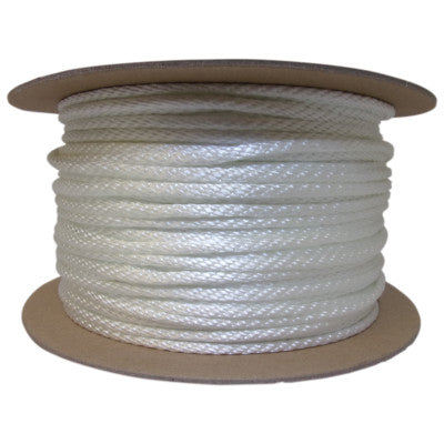 Solid Braid Ropes, 1/4 in x 500 ft, Nylon (Polyamide), White