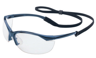 Vapor Eyewear, Clear Lens, Polycarbonate, Hard Coat, Metallic Blue Frame, Nylon