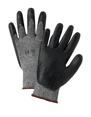 Nitrile Coated Gloves, Large, Black/Gray, 10 in, Palm Coated