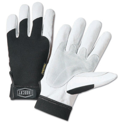 Ironcat Heavy Duty Goatskin Gloves, Large, White; Black, Elastic, Kevlar