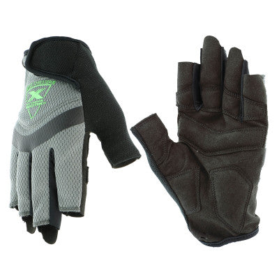 Extreme Work 5 Dex Fingerless Gloves, Synthetic Leather, Medium, Black/Gray