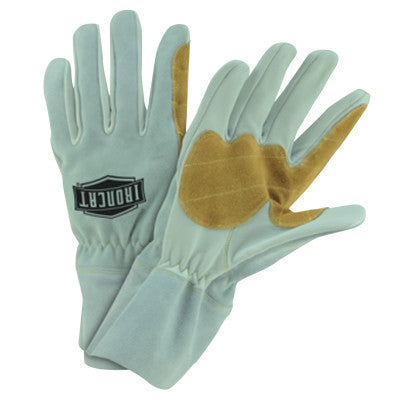 Goat Mig Gloves, Goat Leather; Cowhide; Kevlar Thread, Medium, Cream; Beige