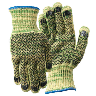 Whizard Metalguard Heavy Weight Gloves with PVC Dots, Large, Gray/Gray/Yellow