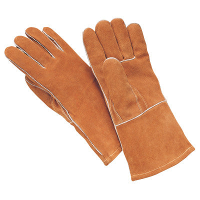 Weldrite Welders Gloves, Medium, Side Split Cowhide, FR Hand Sock Lining, Brown