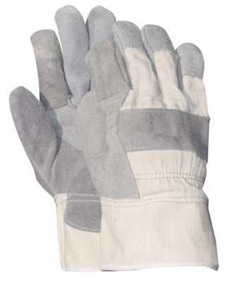 Double Leather Palm Gloves, Large, Cowhide, Blue, Teal
