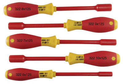SoftFinish Insulated Nut Driver Sets, Hex, Inch, 7 per set