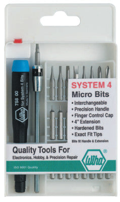 System 4 Precision Interchangeable Bit Sets, Phillips; Torx; Hex; Slotted, 27 Pc