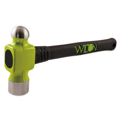 Ball Pein Hammer, Rubber and Steel Handle, 18 in, Drop Forged Steel 24 oz Head