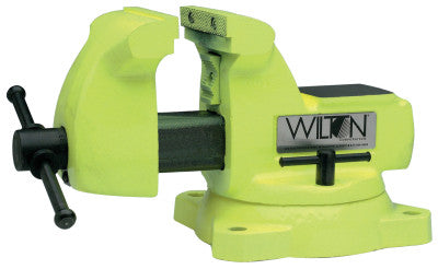 High Visibility Safety Vises, 5 in Jaw, 3 3/4 in Throat, Swivel Base