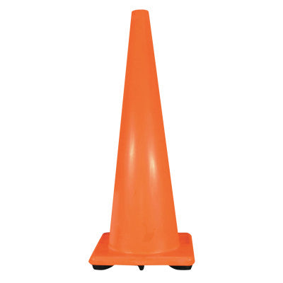 PVC Traffic Cones, 36 in, PVC, 10 lb Base, Orange/Black