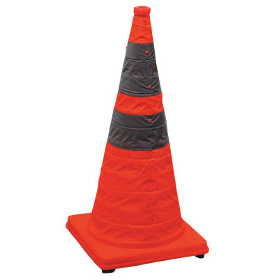 Pack and Pop Collapsible Safety Cone, 12 x 12 x 28, Orange, Nylon