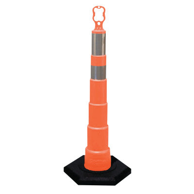 Grip N Go Channelizer Cones, 42 in, 1-4" & 1-6" HI Collars, Polyethylene, Orange