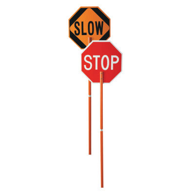 Safety Paddle, Silk-Screened Plastic, 81" Hndl, STOP/SLOW, Red/White/Orange/Blk