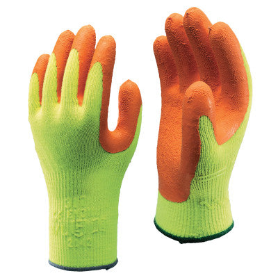 Hi-Viz Latex Coated Gloves, Medium, Fluorescent Yellow/Orange