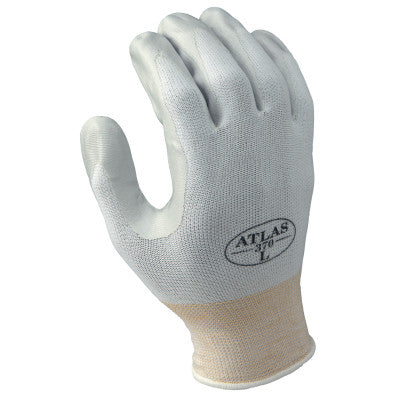 Atlas Assembly Grip 370W Nitrile-Coated Gloves, Size 6, White/Gray