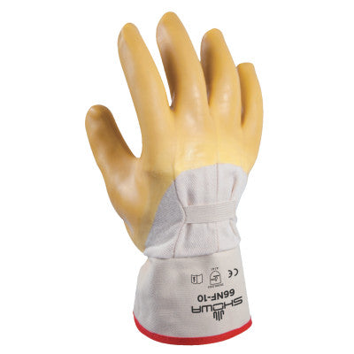 66NF Natural Rubber Coated Gloves, Large, White/Yellow