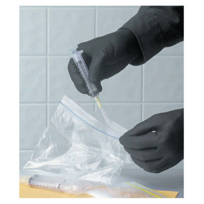 7700 Series Nitrile Gloves, Rolled Cuff, Medium, Black