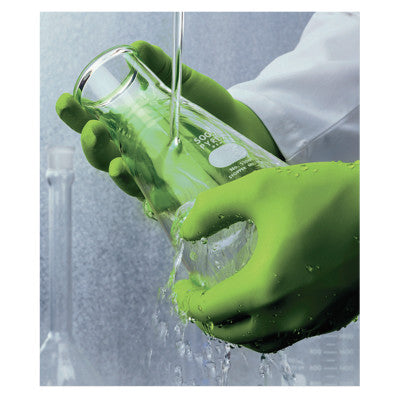 N-Dex 7705PFT Disposable Gloves, Rolled Cuff, Large, Fluorescent Green
