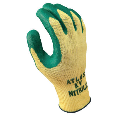 Atlas Nitrile Palm-Coated Gloves, Medium, Green/Yellow
