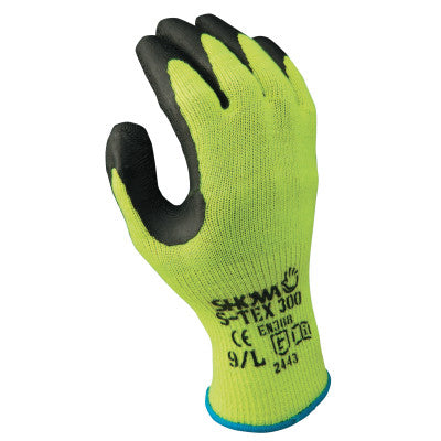 S-Tex 300 Rubber Palm-Coated Gloves, Large , Black/Hi-Viz Yellow