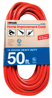 Outdoor Round Vinyl Extension Cord, 50 ft