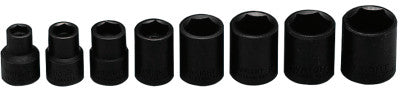 8 Piece Impact Socket Sets, 3/8 in, 6 Point