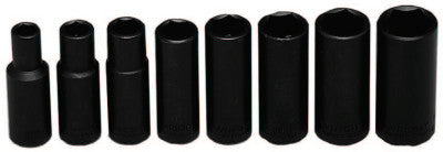 8 Piece Deep Impact Socket Sets, 3/8 in, 6 Point