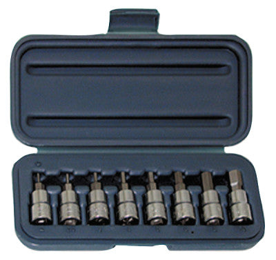 8 Piece Hex Bit Metric Socket Sets, 3/8 in, Metric