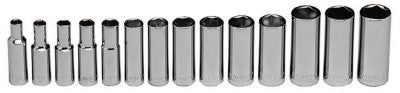 14 Piece Deep Metric Socket Sets, 3/8 in, 6 Point