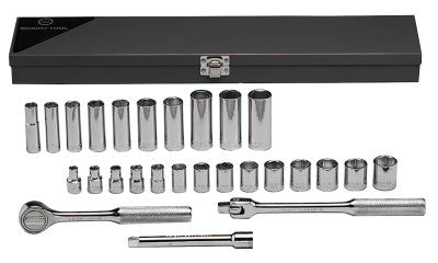 27 Piece Standard & Deep Metric Socket Sets, 3/8 in, 6 Point