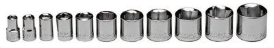 11 Piece Standard Socket Sets, 3/8 in, 8 Point