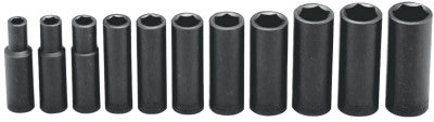 11 Piece Deep Impact Socket Sets, 1/2 in, 6 Point