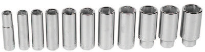 11 Piece Deep Socket Sets, 1/2 in, 6 Point
