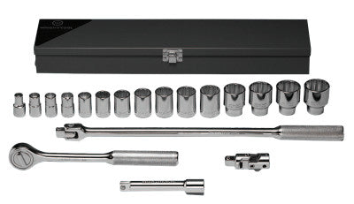 19 Piece Standard Socket Sets, 1/2 in, 12 Point