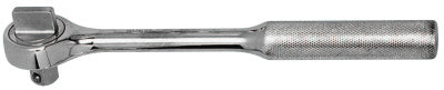 1/2 in Drive Ratchets, Round,10 1/4 in, Chrome, Knurled Handle, Raised Cap