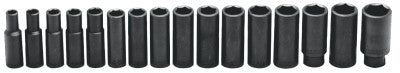 16 Piece Deep Metric Socket Sets, 1/2 in, 6 Point