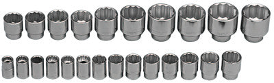 24 Piece Standard Metric Socket Sets, 3/4 in, 12 Point